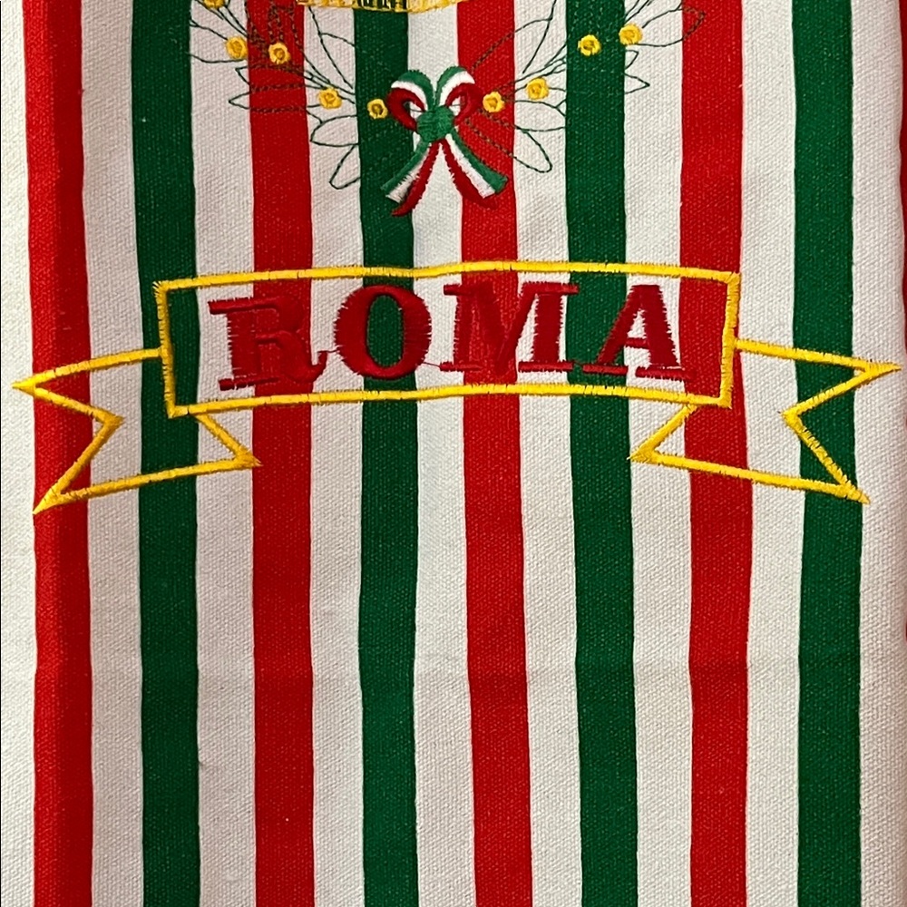 7 - NWOT Striped Embroidered Apron with Roma Logo & Large Pocket - Picture 4 of 5